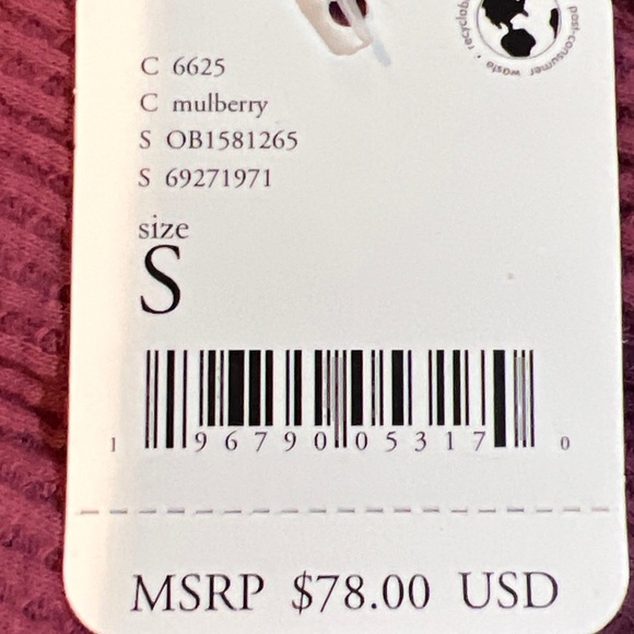 NWT $78 Free People Small & Medium Santa Clara Thermal Top Mulberry Off Shoulder - Picture 9 of 10